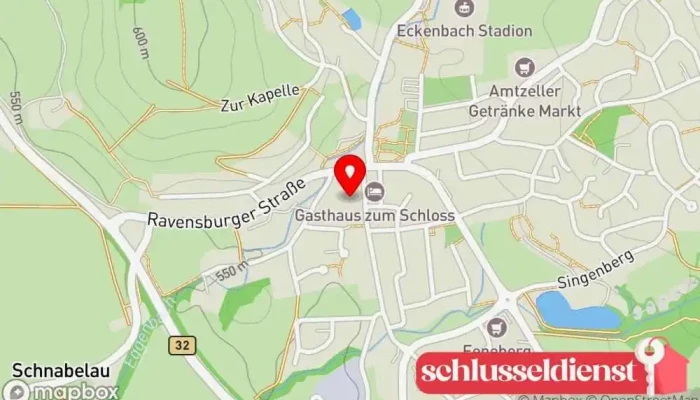 Karte von Altes Schloss Amtzell - Hochzeitlocation im Allgäu, Bodenseekreis und Oberschwaben Hochzeitsräumlichkeit, Historische Sehenswürdigkeit in Amtzell