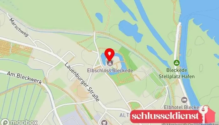 Karte von Biosphaerium Elbtalaue GmbH Sehenswürdigkeit, Aquarium, Café, Schloss, Historische Sehenswürdigkeit, Touristeninformation, Zoo in Bleckede