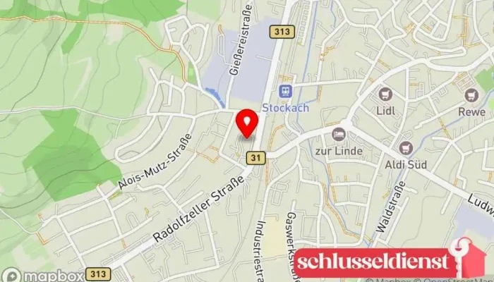 Karte von Blech & Metallbau Schmidt Metallbauunternehmen in Stockach