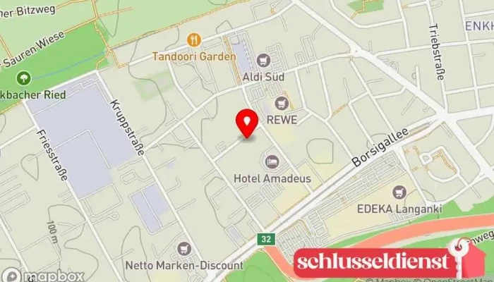 Karte von Bruno Spohner Schlosserei und Metallbau GmbH Metallbauunternehmen, Metallwerkstatt in Frankfurt am Main
