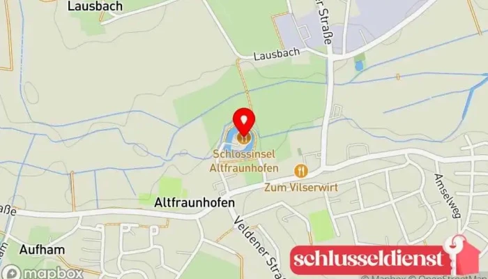 Karte von Die Schlossinsel Brunch-Restaurant in Altfraunhofen