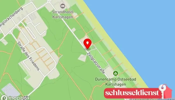 Karte von Dünencamp Karlshagen Campingplatz, Touristeninformation in Karlshagen