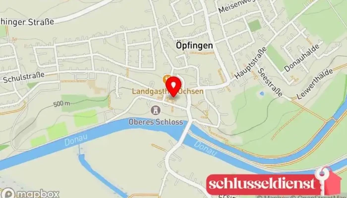 Karte von Gemeinde Öpfingen im unteren Schloss Rathaus in Öpfingen