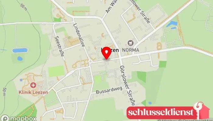 Karte von Gutshaus Leezen in Privatbesitz Historische Sehenswürdigkeit in Leezen