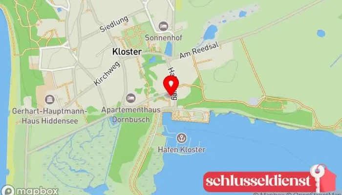 Karte von Hotel Hitthim Hotel, Restaurant, Ferienwohnung in Insel Hiddensee