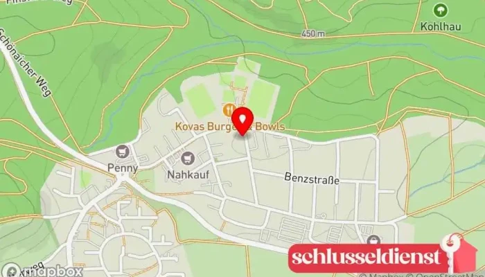 Karte von Hügl & Krahl GmbH & Co. KG Metallverarbeitung Metallbauunternehmen, Metallverarbeitungsunternehmen in Schönaich