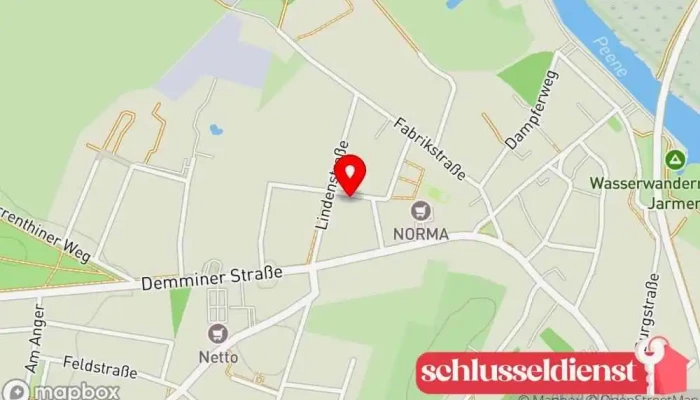 Karte von Jarmener Wohnungsgesellschaft GmbH Hausverwaltungsunternehmen in Jarmen