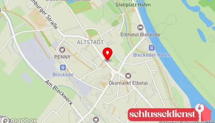 Karte von K & K Bauelemente Fensteranbieter, Baufachhandel, Türfachhandel, Zaunfachhandel, Metallhandlung in Bleckede