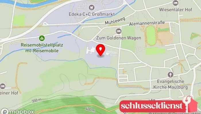 Karte von Kersting Brandschutz und Türentechnik Reparaturservice, Schlüsselnotdienst, Brandschutzdienst, Schlüsselduplikationsdienst, Schlüsseldienst, Installateur von Sicherheitssystemen, Fensterinstallationsdienst in Maulburg