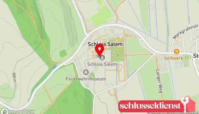 Karte von Kloster und Schloss Salem Historische Sehenswürdigkeit in Salem