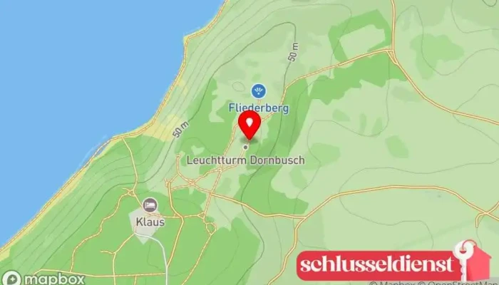 Karte von Leuchtturm Dornbusch Sehenswürdigkeit in Insel Hiddensee
