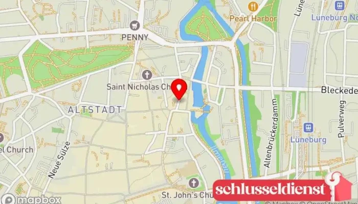 Karte von Lüneburger Schloss- & Schlüsseldienst Alznauer Schlüsseldienst, Briefkastenanbieter, Tresor- und Geldschrankhändler in Lüneburg