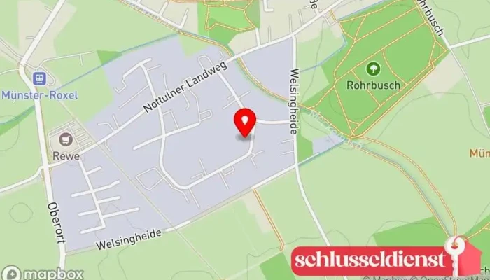 Karte von Matthias Feldbrügge GmbH & Co. KG Metallbauunternehmen, Markisenanbieter, Terrassenbauer, Metallbauer, Anbieter von Terrassenüberdachungen, Geländeranbieter, Wintergartenbauer, Fensterinstallationsdienst, Fensteranbieter in Münster