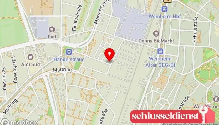 Karte von Metallbau Hierschbiel Metallbauunternehmen, Metallwerkstatt in Weinheim