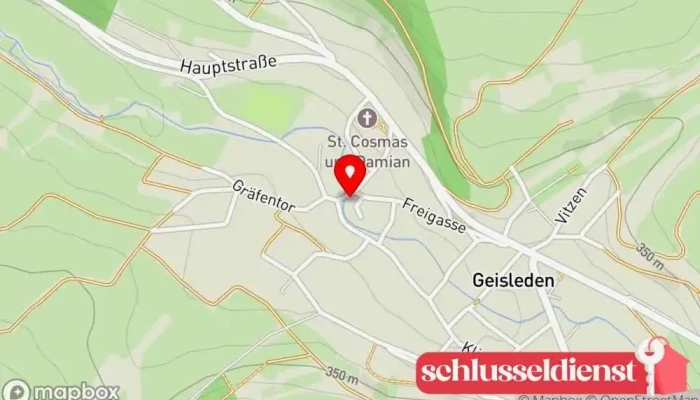 Karte von Metallbau Montag Metallbauunternehmen, Aluminium-Schweißer, Schmied, Metallbauer, Metallverarbeitungsunternehmen, Stahlbauunternehmen, Stahlbauer, Schweißbetrieb in Geisleden
