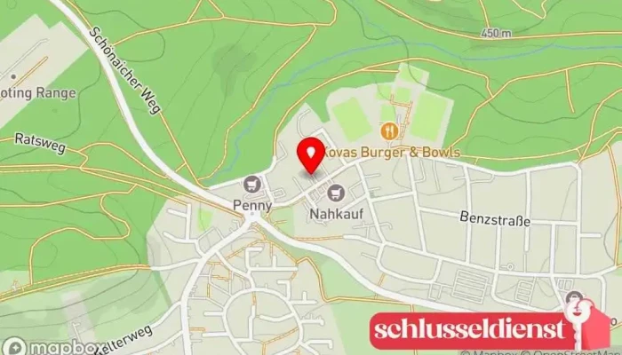 Karte von Metallbau Stahl Inh. Uwe Kirmse Metallbauunternehmen, Schlüsseldienst, Dachdecker in Schönaich