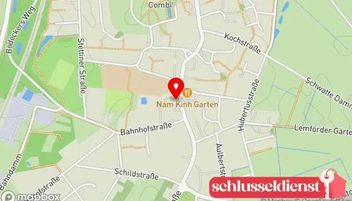 Karte von Richard Grotemeier GmbH Werkzeuggeschäft, Elektrofachgeschäft, Garagentoranbieter, Haushaltswarengeschäft, Baumarkt, Rasenmäher-Reparaturdienst, Rasenmäher-Fachhandel, Schlüsseldienst, Anbieter von Sicherheitssystemen in Lemförde