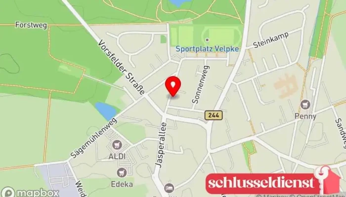 Karte von Riemann-Metallbau GmbH & Co. KG Metallbauunternehmen, Schlüsseldienst, Metallwerkstatt, Schweißbetrieb in Velpke