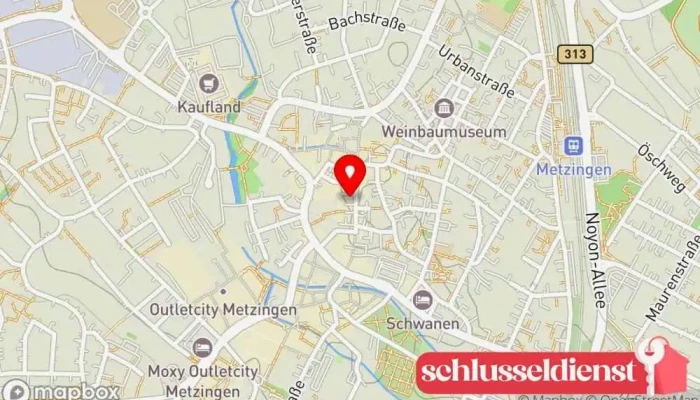 Karte von Schliessanlagenshop24 Schlüsseldienst in Metzingen
