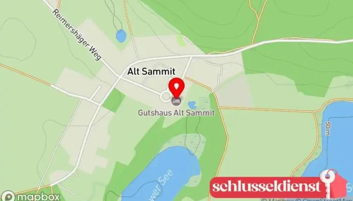 Karte von Schloss Alt Sammit Ferienwohnung, Ferienhaus in Krakow am See
