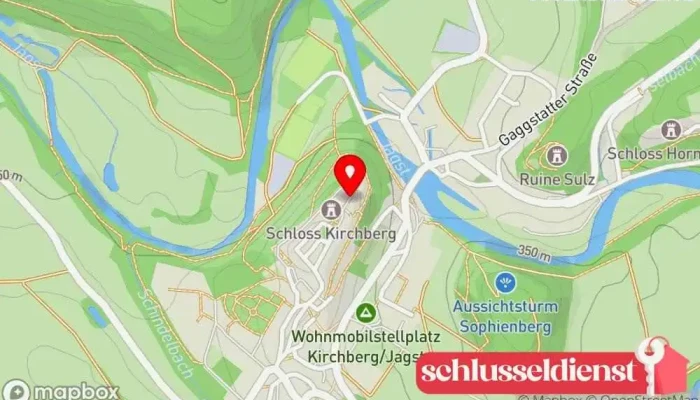 Karte von Schloss Kirchberg Schloss, Kulturzentrum, Gasthaus/Pension, Historische Sehenswürdigkeit, Ferienhaus, Hostel, Unterkunft mit Zusatzleistungen in Kirchberg an der Jagst