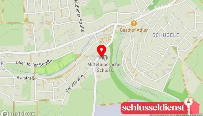 Karte von Schloss Mittelbiberach Schloss in Mittelbiberach