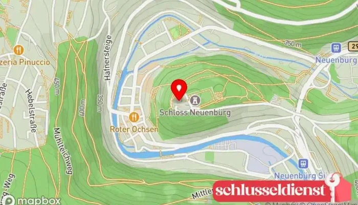 Karte von Schloss-Restaurant Neuenbürg Portugiesisches Restaurant, Veranstaltungsplaner, Veranstaltungsstätte, Veranstaltungsraum, Veranstaltungsort für Livemusik, Restaurant, Weinstube, Weinhandlung, Weingroßhändler und -Importeur, Weinkellerei in Neuenbürg
