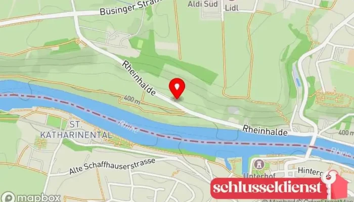 Karte von Schloss Rheinburg Trotte Hochzeitsräumlichkeit in Gailingen am Hochrhein