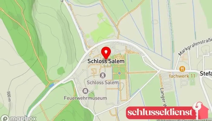 Karte von Schloss Salem Open Airs Veranstaltungsstätte, Veranstaltungsort für Livemusik in Salem