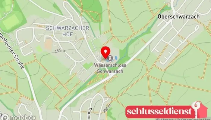 Karte von Schloss Schwarzach mit Forstamt Forstamt in Schwarzach