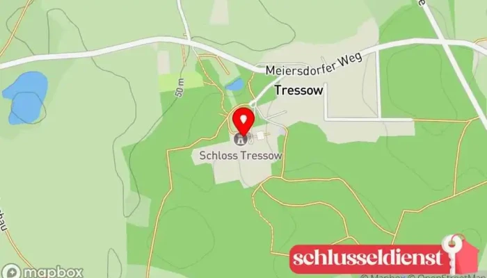 Karte von Schloss Tressow Schloss, Veranstaltungsraum, Veranstaltungsort für Livemusik, Standesamt, Ferienwohnung in Bobitz