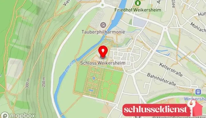 Karte von Schloss und Schlossgarten Weikersheim Kulturelles Denkmal, Kulturerbe-Gebäude in Weikersheim