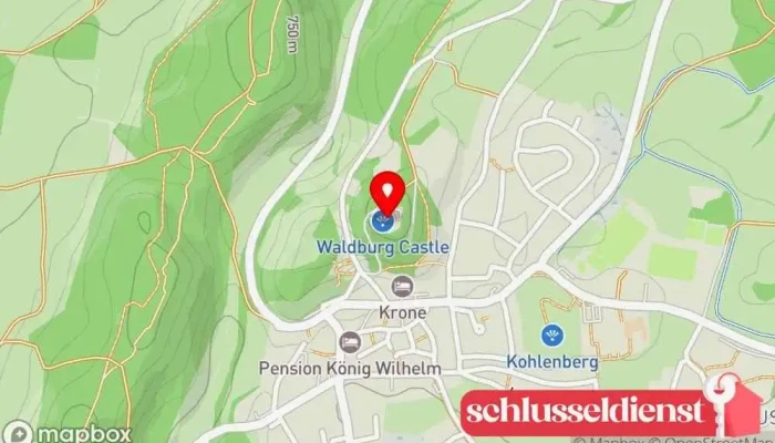 Karte von Schloss Waldburg - mittelalterliche Erlebniswelt, Ritteressen, Hochzeit und Eventlocation Hochzeitsservice, Biergarten, Eventmanagement-Firma, Veranstaltungsstätte, Museum und historische Stätte, Hotel, Restaurant in Waldburg