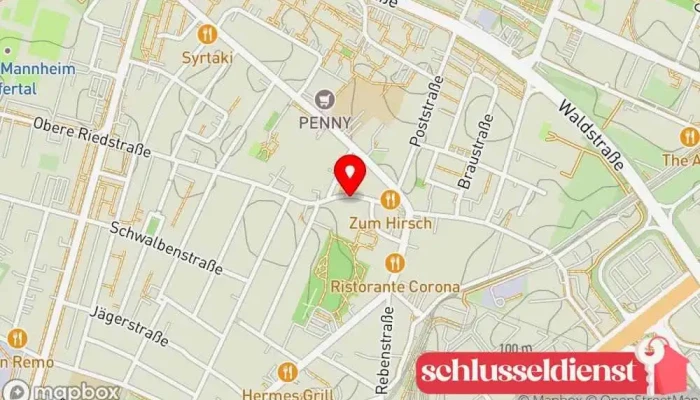 Karte von Schlosserei & Montagebetrieb Markus Pohlmann Türfachhandel, Garagentoranbieter in Mannheim