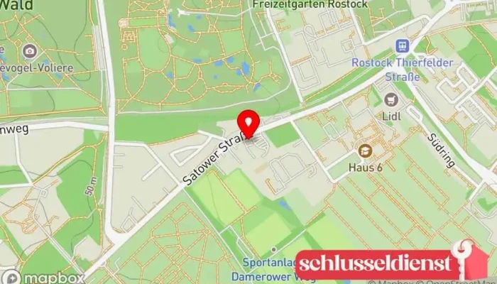 Karte von Schlüssel-Kurth GmbH Schlüsselduplikationsdienst, Fachhandel für Einbruchalarmsysteme, Videoüberwachung, Graveur, Briefkastenanbieter, Tresor- und Geldschrankhändler, Sicherheitstechnikfachgeschäft in Rostock