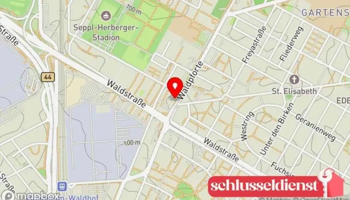 Karte von Schlüsseldienst Herzog Schlüsseldienst, Schlüsselduplikationsdienst in Mannheim