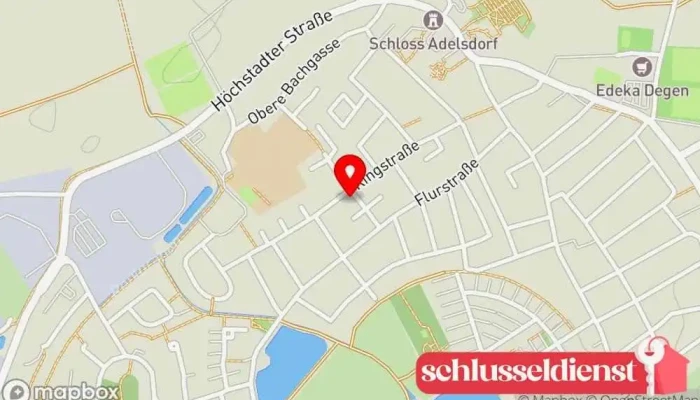 Karte von Schlüsseldienst Noppenberger Schlüsselnotdienst in Adelsdorf