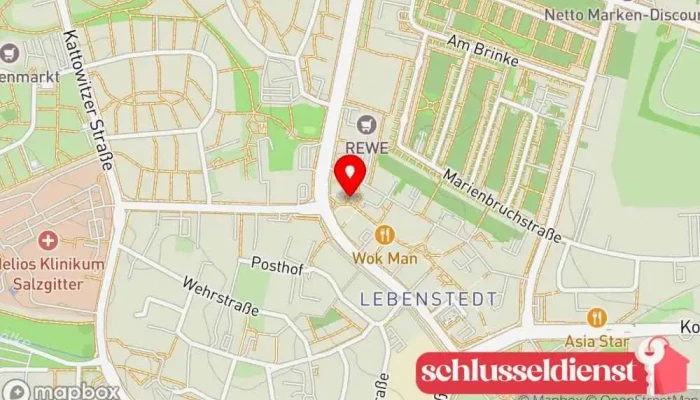 Karte von Schlüssel+Schloss-Service Diana Begerock Schlüsseldienst in Salzgitter