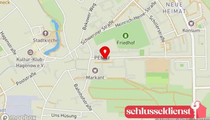 Karte von Schlüsselservice Frank Hochgräf Schlüsselduplikationsdienst in Hagenow