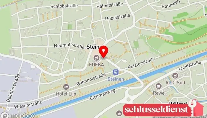 Karte von Schlüsselservice R. Lauppe, Steinen (Schließanlagen; Profilzylinder) Schlüsseldienst in Steinen
