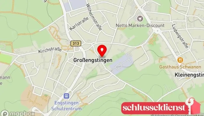Karte von Schmiede & Schlosserei Josef Leippert Stahlbauunternehmen, Schmied, Gartencenter, Schlüsseldienst, Holzbearbeitungsbedarf in Engstingen