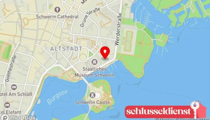 Karte von Staatliche Schlösser, Gärten und Kunstsammlungen Mecklenburg-Vorpommern Behörde in Schwerin