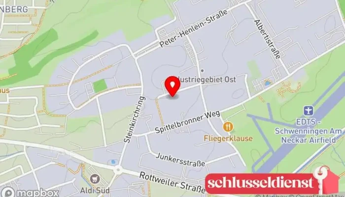 Karte von Steegmüller Kaminoflex GmbH Hersteller, Metallbauunternehmen, Metalloberflächenveredler, Metallverarbeitungsunternehmen in Villingen-Schwenningen