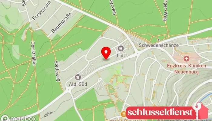 Karte von Sychold GmbH Behälterbau - Stahlbau - Metallbau Stahlbauunternehmen, Metallbauunternehmen, Metallverarbeitungsunternehmen, Schweißbetrieb in Neuenbürg
