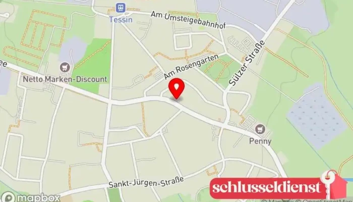 Karte von Tischlerei Boche & Söhne Möbeltischler, Treppenbauunternehmen in Amt Tessin