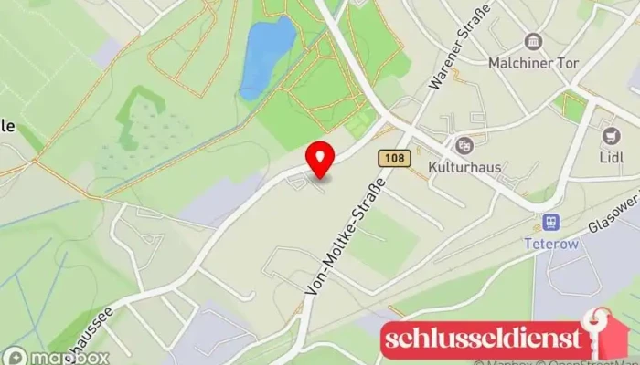 Karte von Ulrich Manzke Stahlbau & Handel GmbH Teterow Stahlbauunternehmen, Metallbauunternehmen, Stahlhändler in Teterow