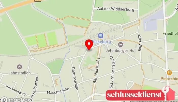 Karte von Wolfgang Harting GmbH Glaser, Glas-Reparaturservice, Metallbauunternehmen, Metalloberflächenveredler in Bückeburg