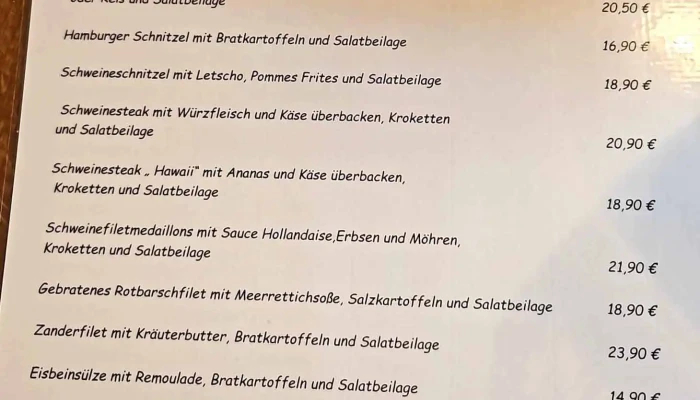 Zur Schmiede -  Speisekarte - Lalendorf